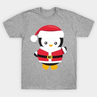 Christmas Penguin, Penguin With Santa Hat, Belt T-Shirt